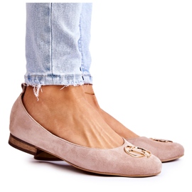 Ženske balerinke od antilopa s ukrasom Nicole 2746 bež