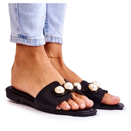 PG1 Ženske crne Tacoma papuče s ukrasnim perlama crna