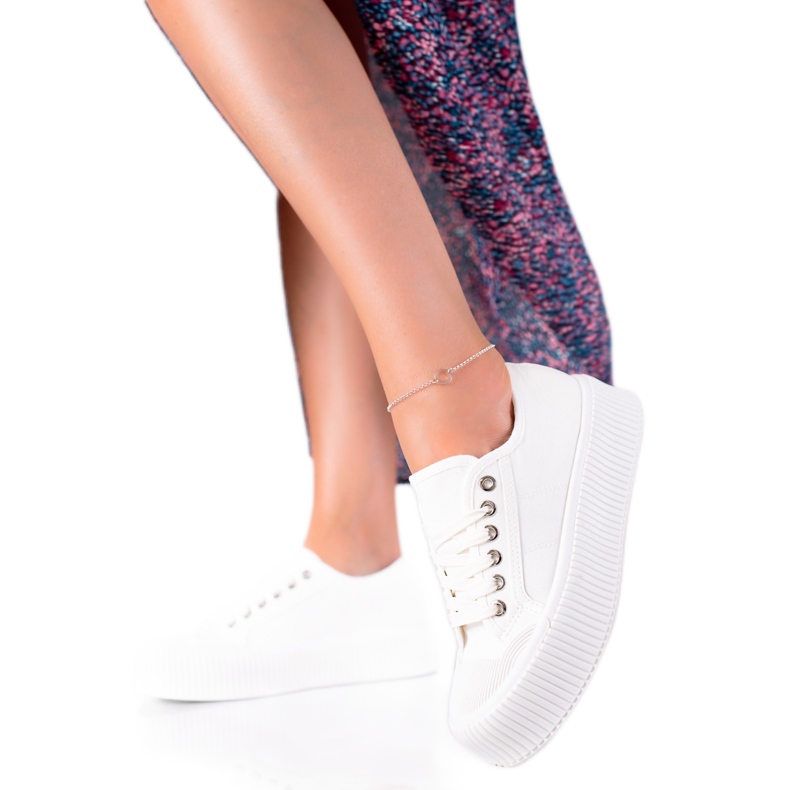 SHELOVET Tenisice na širokoj platformi bijela