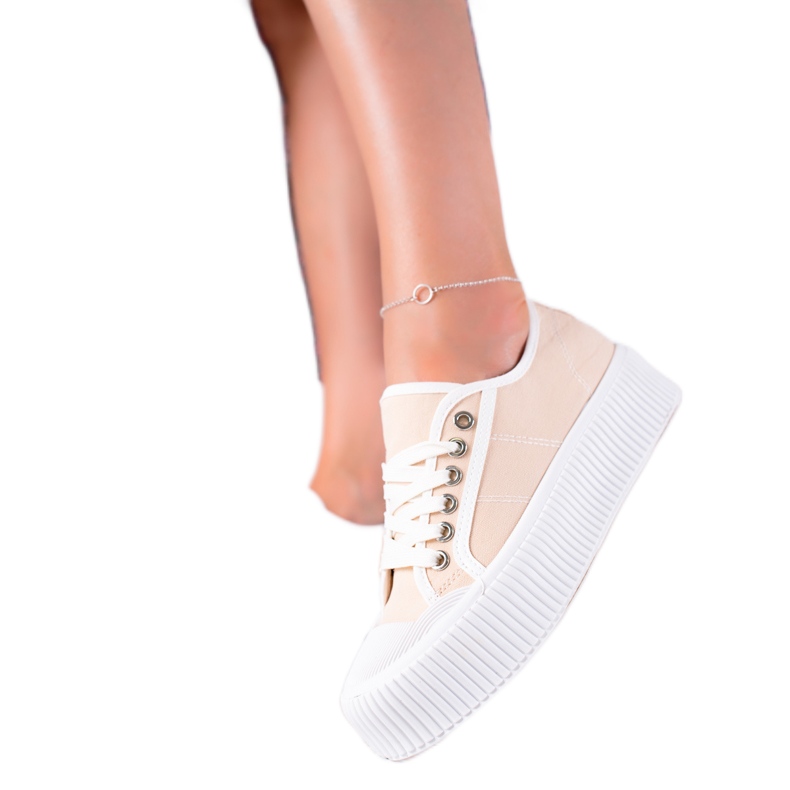 SHELOVET Tenisice na širokoj platformi bež