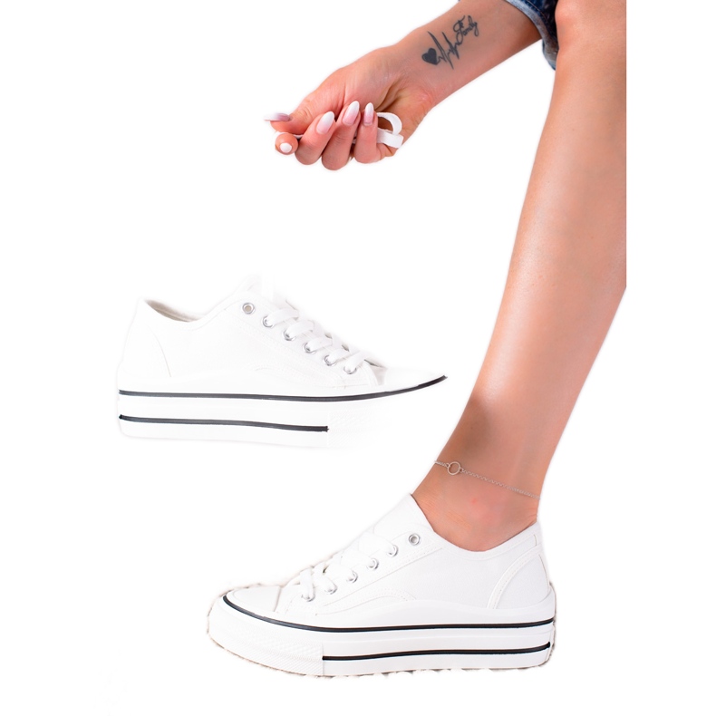 SHELOVET Tenisice na platformi bijela