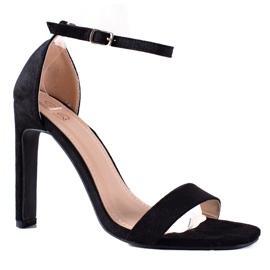 SHELOVET Elegantne sandale na šanku crna