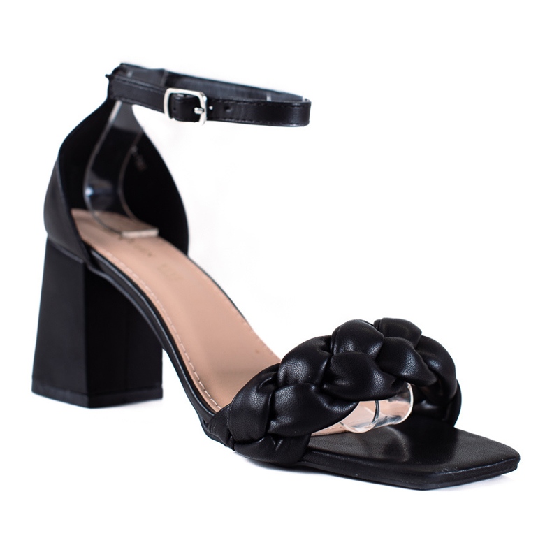 SHELOVET Pletene ženske sandale crno