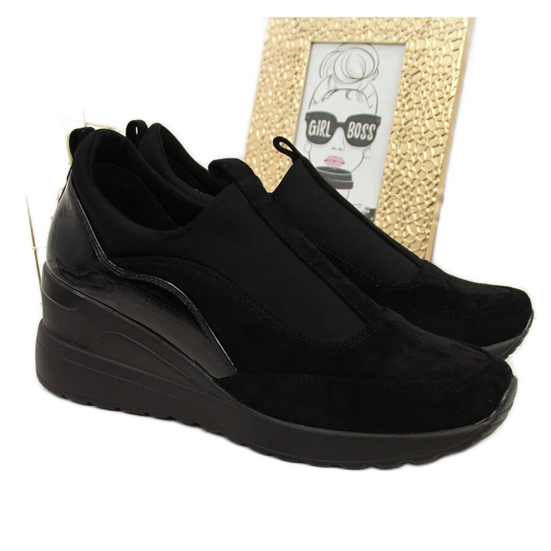 Ženske crne tenisice na klin Vinceza crno