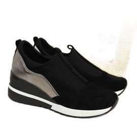 Ženske tenisice na klin crne i srebrne Vinceza crna srebro