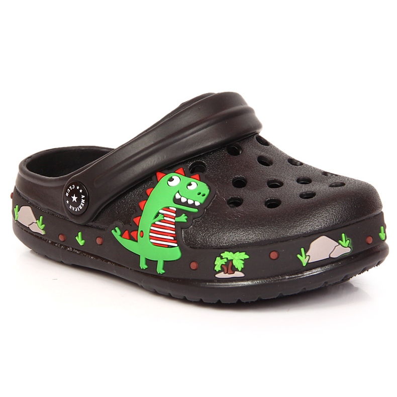 Black American Club Cokes papuče s dinosaurom crno