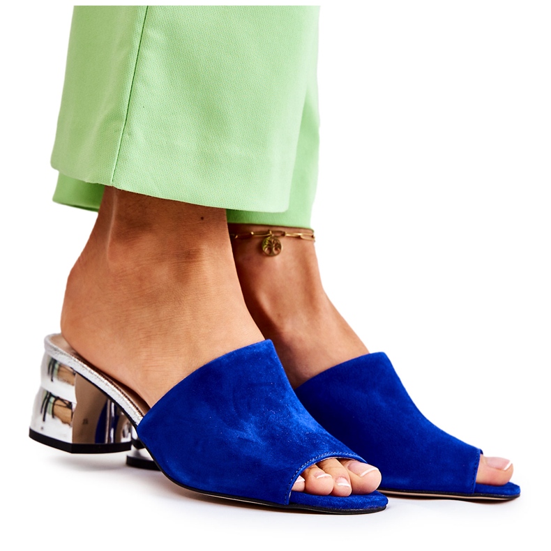 PA2 Ženske antilop papuče na petu Navy Blue Perry mornarsko plava plava srebro