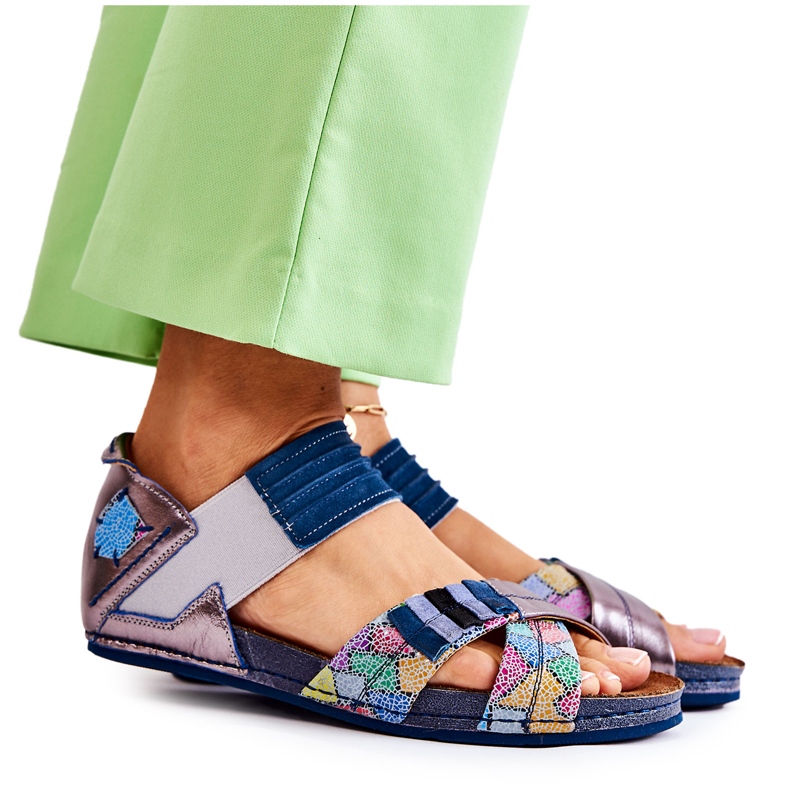 Kožne sandale s rebrom Maciejka 03375 Plave plava