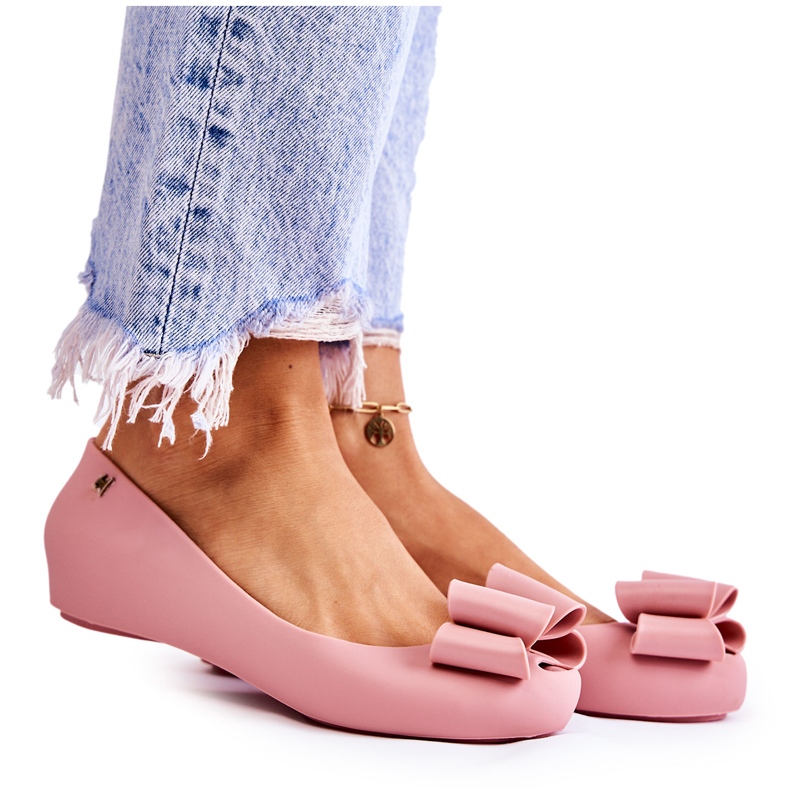 PH1 Ženske gumene balerinke s mašnicom u ružičastom cvijetu ružičasta