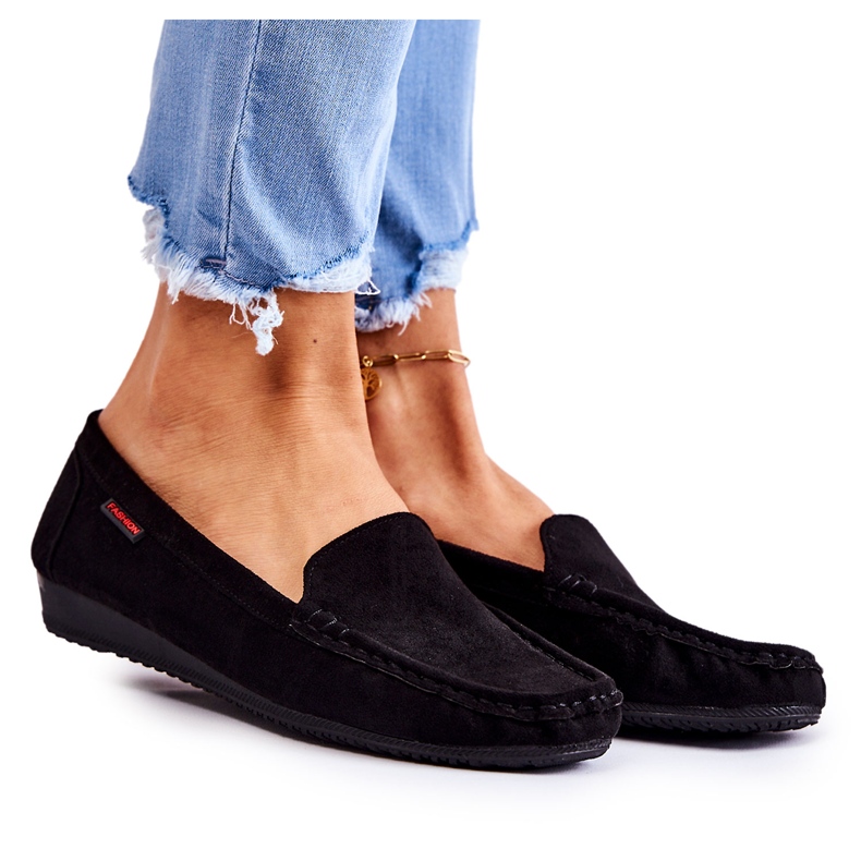 PH1 Ženske antilop crne mokasinke na klin La Cava crno