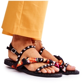 PG1 Ženske sandale s Mataro crnim ukrasima crno