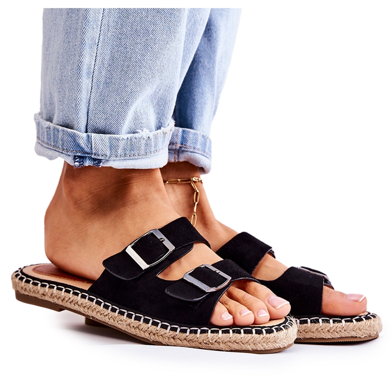 PG1 Klasične ženske papuče od antilopa Black Casilda crno