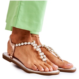 PG1 Modne sandale japanke s biserima od ružičastog zlata Isalia ružičasta zlatna