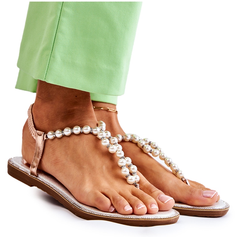 PG1 Modne sandale japanke s biserima od ružičastog zlata Isalia ružičasta zlatna