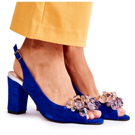 PA2 Modne antilop sandale s kristalima Mornarska nolissa tamnoplava