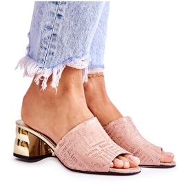 PA2 Ženske papuče od antilopa na visokoj peti svijetloružičaste Perry ružičasta