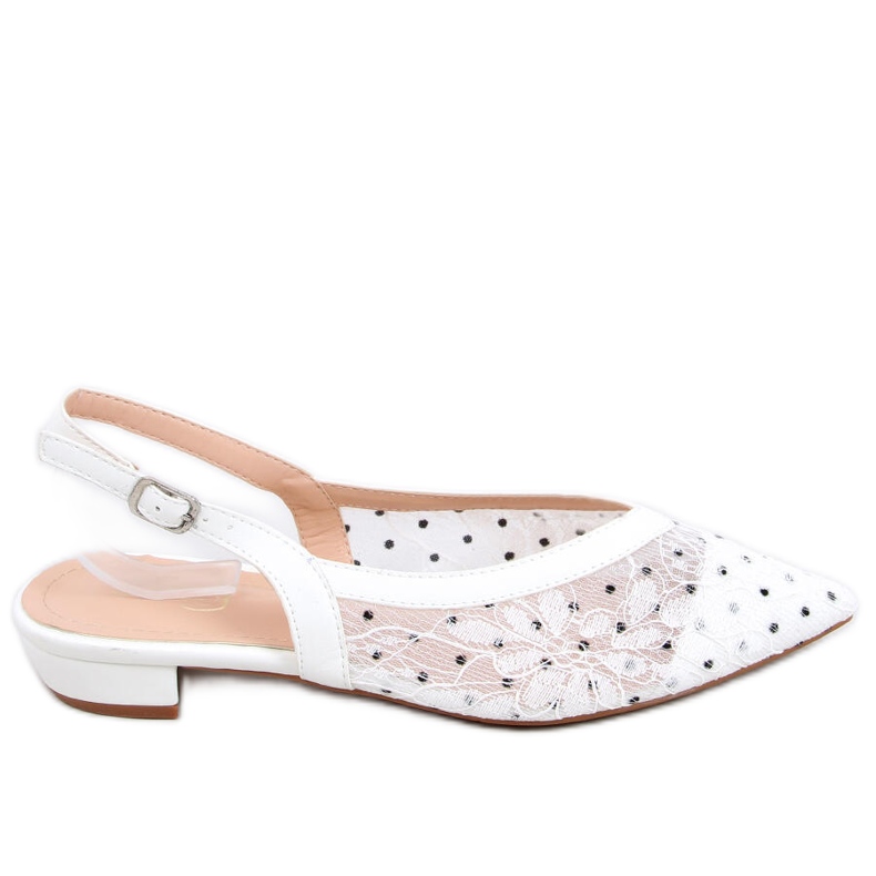 Čipkane balerinke bez pete Margo White bijela