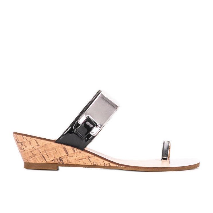 Crne otvorene papuče na klin Trentino crno