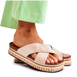 PG1 Ženske antilop papuče na bež Jossie platformi