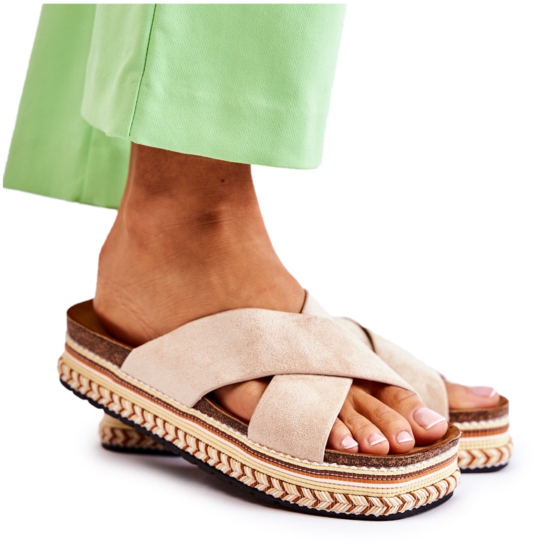 PG1 Ženske antilop papuče na bež Jossie platformi