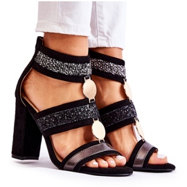 FE1 Ženske sandale na visoku petu crne Laurita crna