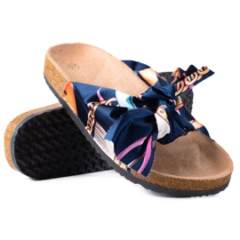 SHELOVET Plave papuče s mašnom tamnoplava