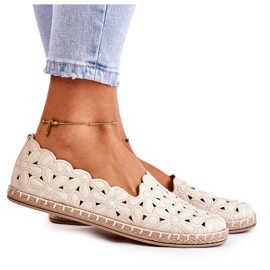 Ženske slip-on balerinke s bež cvjetovima