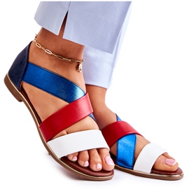 PE1 Kožne sandale s rebrastim apulijskim plavim bijela crvena mornarsko plava plava
