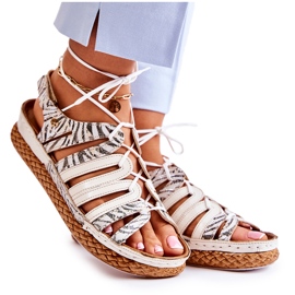 Modne ženske kožne sandale Maciejka 05552-04 bež-crne crna