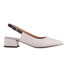 Marco Shoes Niske pumpe s otvorenom petom od nježne prirodne kože bijela crna