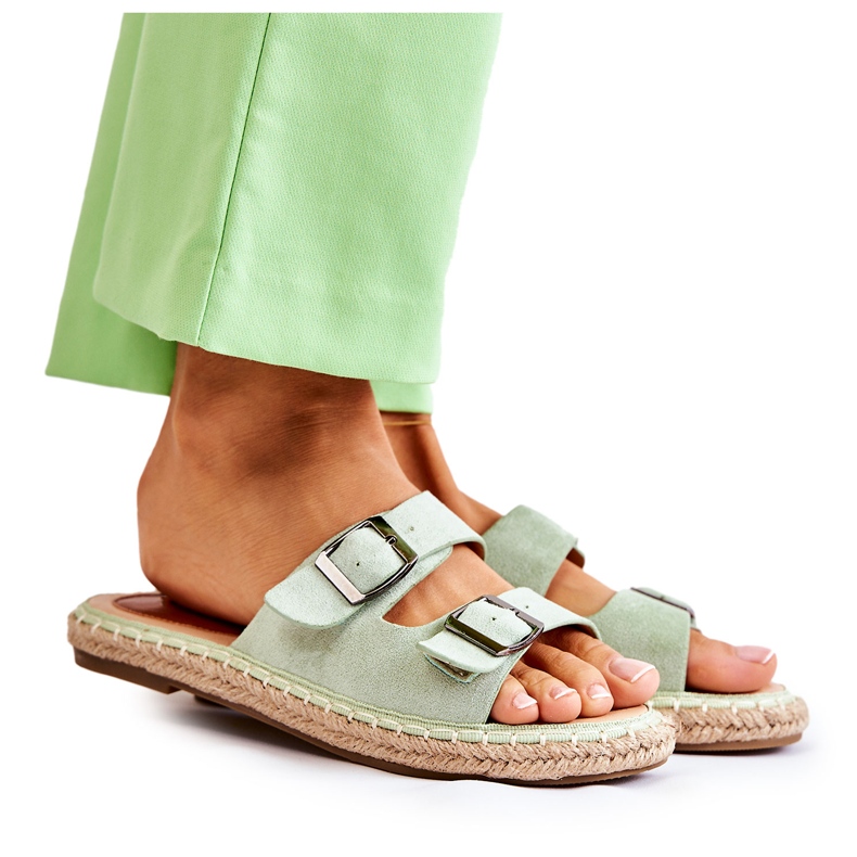 Klasične ženske papuče od antilopa Green Casilda zelena