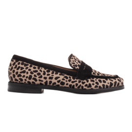 Marco Shoes Loaferice, prirodna koža s kosom 2231P-1283-041-1 bež crna