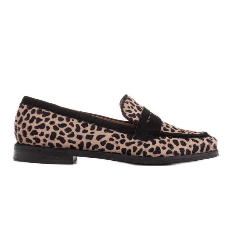 Marco Shoes Loaferice, prirodna koža s kosom 2231P-1283-041-1 bež crno