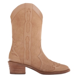 Marco Shoes Čizme od prirodnog antilopa s kožnim elementima bež