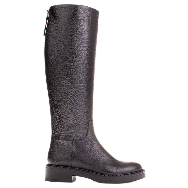 Marco Shoes Reljefne kožne čizme s niskom petom crno