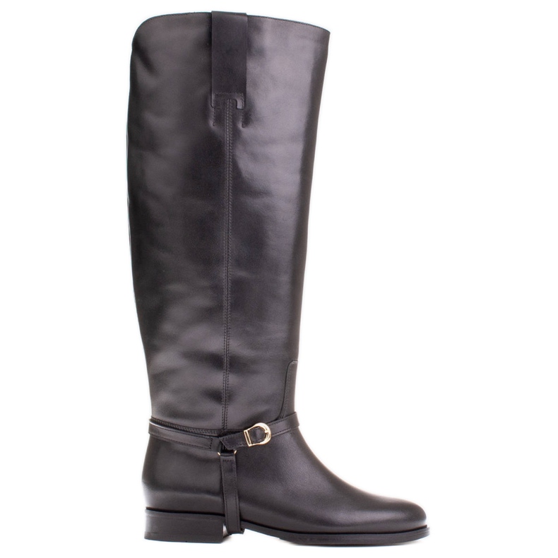 Marco Shoes Kožne čizme za široki tele crno