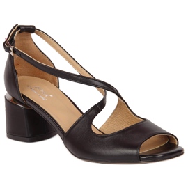 Crne kožne ženske sandale na štikle Juma crna