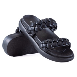 SHELOVET Pletene papuče na platformi crno