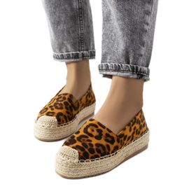 Smeđe espadrile na platformi Feiken smeđa crna žuta boja