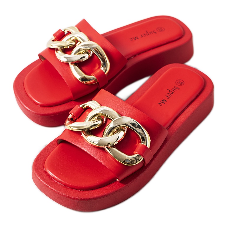 Crvene papuče s Bragg lancem crvena