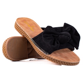 SHELOVET Papuče s mašnom crna