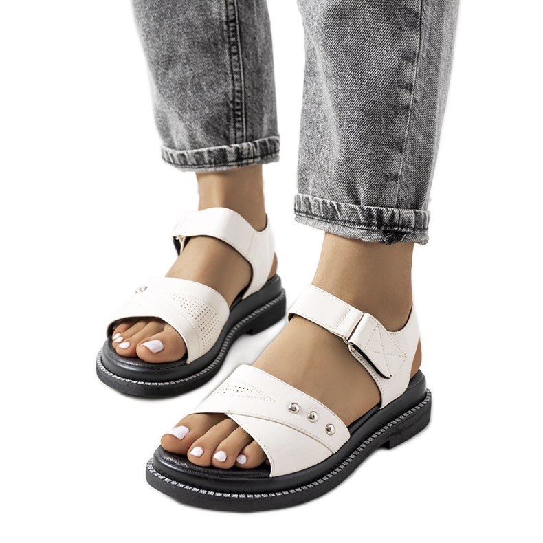 Bijele sandale na platformi Meis bež ecru