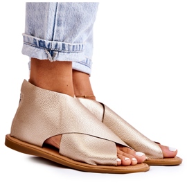 S.Barski Ženske kožne sandale Gold Catalise zlatni