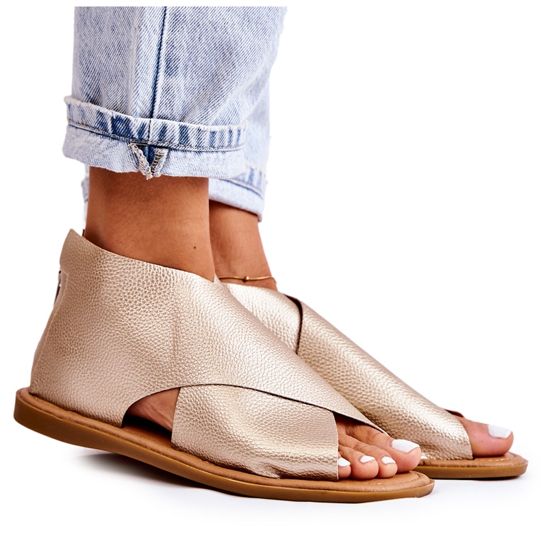 S.Barski Ženske kožne sandale Gold Catalise zlatna