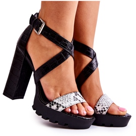 Modne sandale na traci Black And White Snake Rammis bijela crna