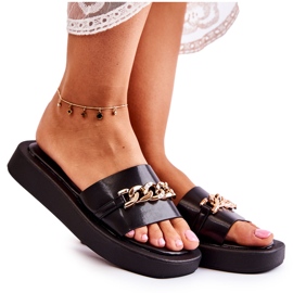 S.Barski Moderne crne Megosa papuče s lancem crna