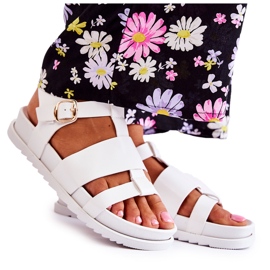 Kožne sandale na Tessynoj bijeloj platformi bijela