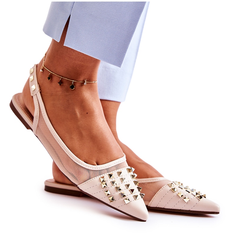 Ženske balerinke s nitnama Bež Kinley