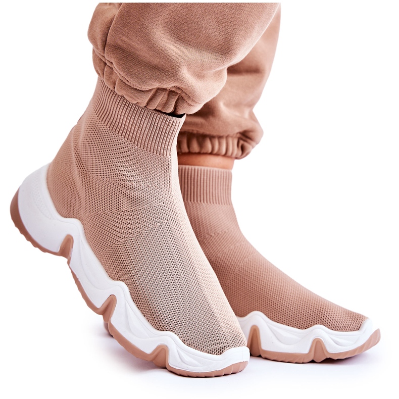 Ženske sportske cipele od visokog materijala Bež Morris