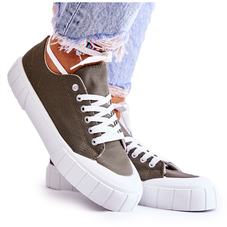 PS1 Ženske kaki tenisice s platformom zelena